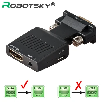 HD 1080P VGA to HDMI Adapter Gold plated HDTV Audio Video Converter Cable for PC Monitor Computer
HD 1080P VGA to HDMI Adapter Gold plated HDTV Audio Video Converter Cable for PC Monitor Computer