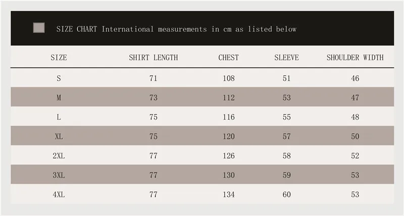 Chef Uniform Size Chart