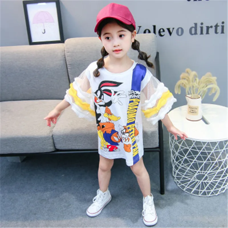Girls Summer clothes 2018 Korean Version Of The New Children's Net Yarn Sleeve Lace Princess Dress Cute Cartoon Pattern Dress
Girls Summer clothes 2018 Korean Version Of The New Children's Net Yarn Sleeve Lace Princess Dress Cute Cartoon Pattern Dress