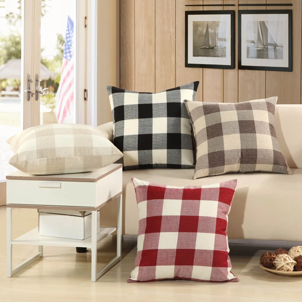 Plaid Linen Cushion Covers 45cm*45cm Home Decorative Sofa Chair Bed Pillow Covers RED BROWN GRAY BLCAK CREAM Office set Pillows
Plaid Linen Cushion Covers 45cm*45cm Home Decorative Sofa Chair Bed Pillow Covers RED BROWN GRAY BLCAK CREAM Office set Pillows