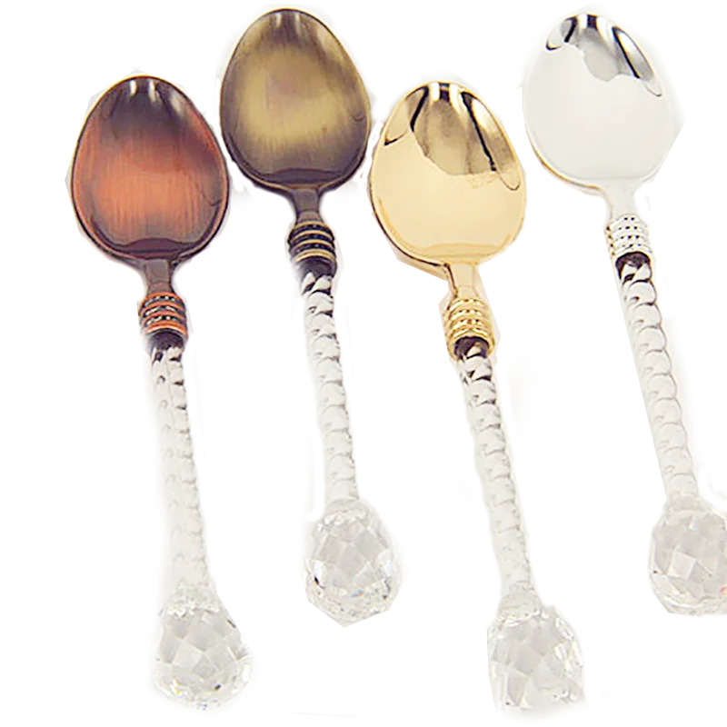 Cute crystal coffee spoon vintage small cake scoops zinc alloy soup dessert tea spoon silver bronze gift tableware 
Cute crystal coffee spoon vintage small cake scoops zinc alloy soup dessert tea spoon silver bronze gift tableware
