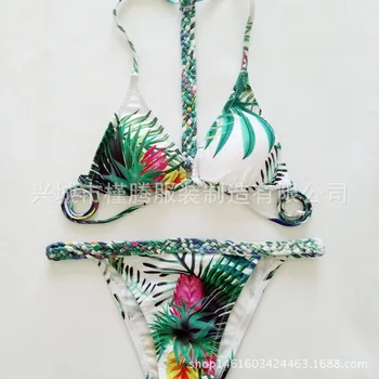 sexy backless Bikinis set Print Workmanship Knitting Halter Bikini Bandage Swimwear Lace Up Bandeau Vacation Beach Bathing Suit
sexy backless Bikinis set Print Workmanship Knitting Halter Bikini Bandage Swimwear Lace Up Bandeau Vacation Beach Bathing Suit