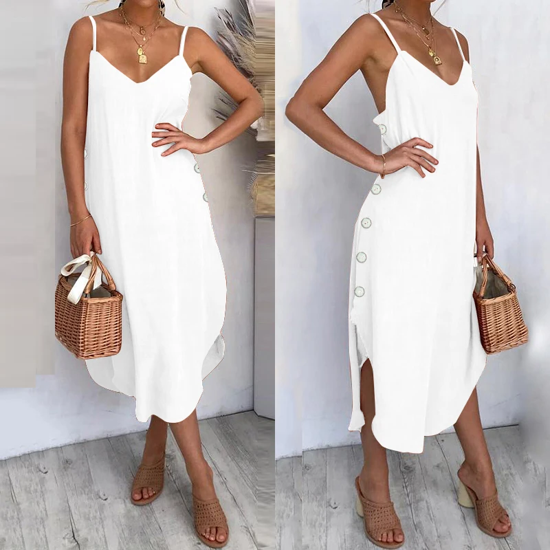 Plus Size 2019 Celmia Sexy Straps Sleeveless Women Dress Casual V Neck Buttons Asymmetric Long Shirt Dress Summer Beach Sundress
Plus Size 2019 Celmia Sexy Straps Sleeveless Women Dress Casual V Neck Buttons Asymmetric Long Shirt Dress Summer Beach Sundress