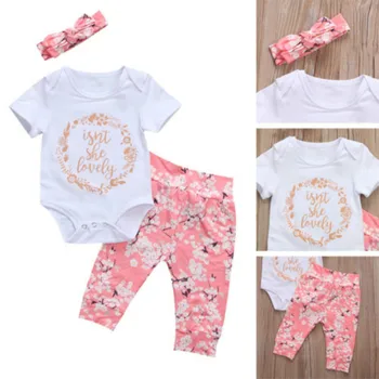 2019 Infant Baby Girls Short Sleeve Letter Pritned Romper Tops+Floral Printed Legging + Lovely Headband Outfit Set Clothing
2019 Infant Baby Girls Short Sleeve Letter Pritned Romper Tops+Floral Printed Legging + Lovely Headband Outfit Set Clothing