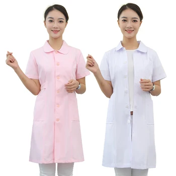 Female nurse clothing doll collar summer dress thin section slim slimming pharmacy laboratory clothes overalls shirt
Female nurse clothing doll collar summer dress thin section slim slimming pharmacy laboratory clothes overalls shirt