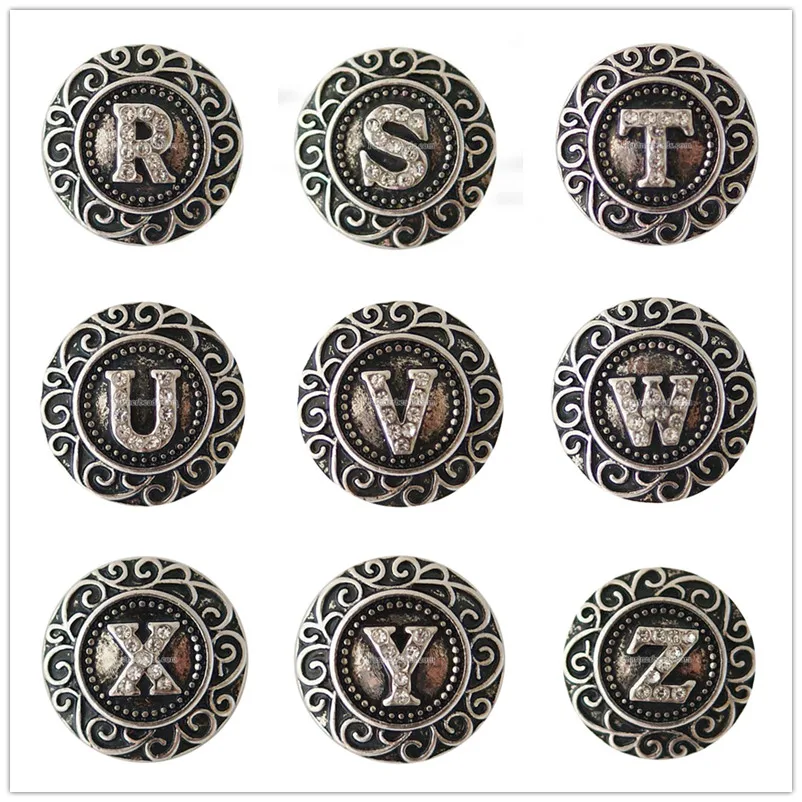 Hot Sale Zinc Alloy Vintage English Words I-Z Snap Button Crystal Classic Style Charm of Women Jewelry Fit Bracelet KB6279
Hot Sale Zinc Alloy Vintage English Words I-Z Snap Button Crystal Classic Style Charm of Women Jewelry Fit Bracelet KB6279