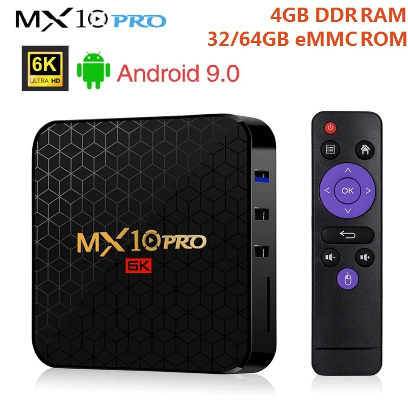MX10 Pro Smart TV Box Android 9.0 Allwinner H6 Quad Core 4GB 32GB 64GB 2.4G WiFi USB3.0 Support 6K*4K H.265 Set Top Box
MX10 Pro Smart TV Box Android 9.0 Allwinner H6 Quad Core 4GB 32GB 64GB 2.4G WiFi USB3.0 Support 6K*4K H.265 Set Top Box