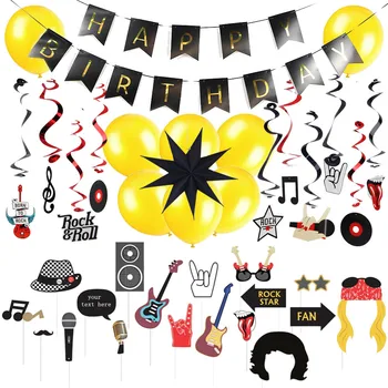 Rock Theme Birthday Decoration Kit Rock Party Swirls Photo Props Birthday Banner Balloons for Kids Rock & Roll Birthday
Rock Theme Birthday Decoration Kit Rock Party Swirls Photo Props Birthday Banner Balloons for Kids Rock & Roll Birthday