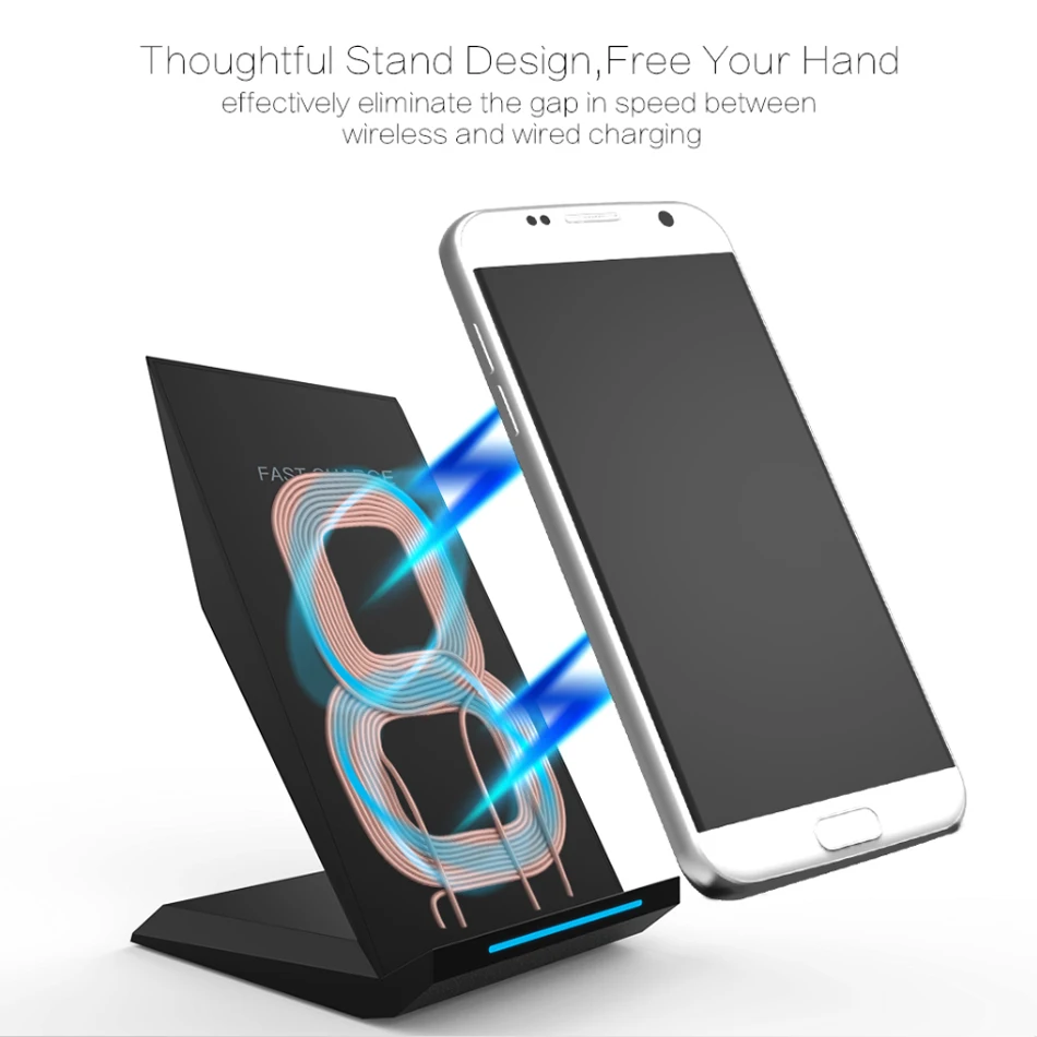 !ACCEZZ Vertical Stand Charger Fast Qi Wireless Charge For iPhone X 8 Plus 10W For Samsung Galaxy 5W Desktop Charge For Sony Z3V (3)