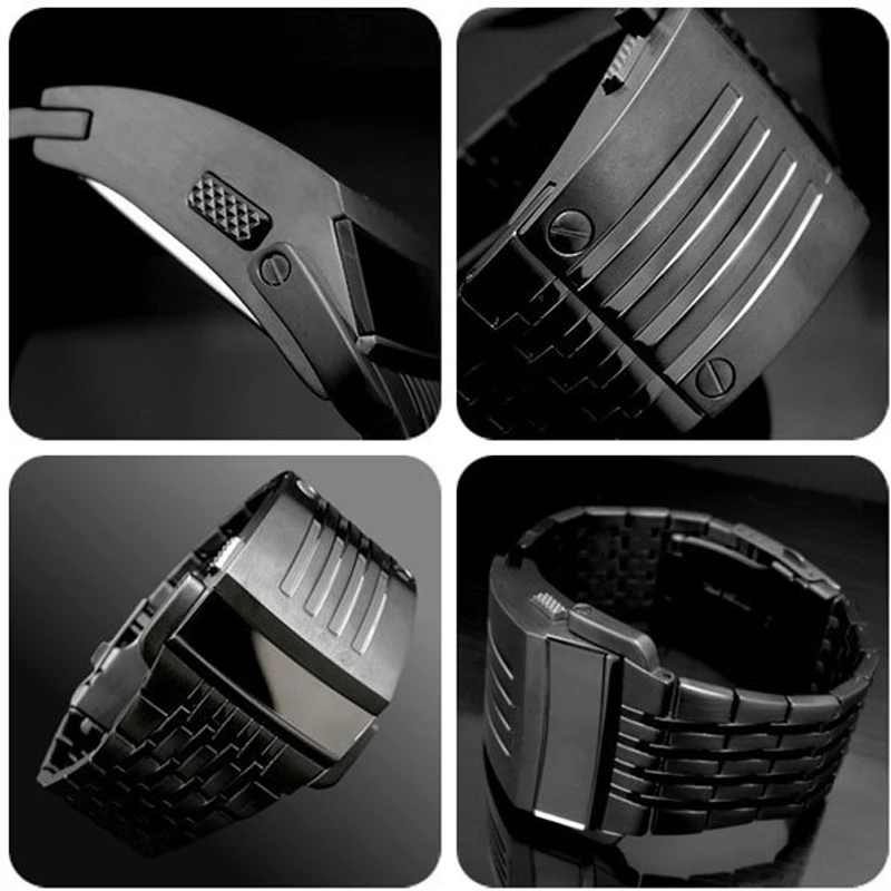 Электронные цифровые часы с фирменным дизайном мужские наручные из нержавеющей