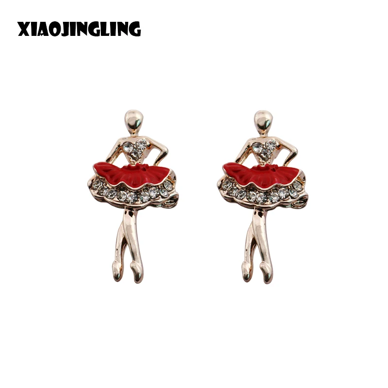 XIAOJINGLING красное платье балетные девушки серьги Подвески модные женские украшения