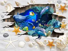 カスタム3dフローリング壁紙ビーチ水中世界3d絵画床壁紙pvc自己接着防水フロア壁(China)