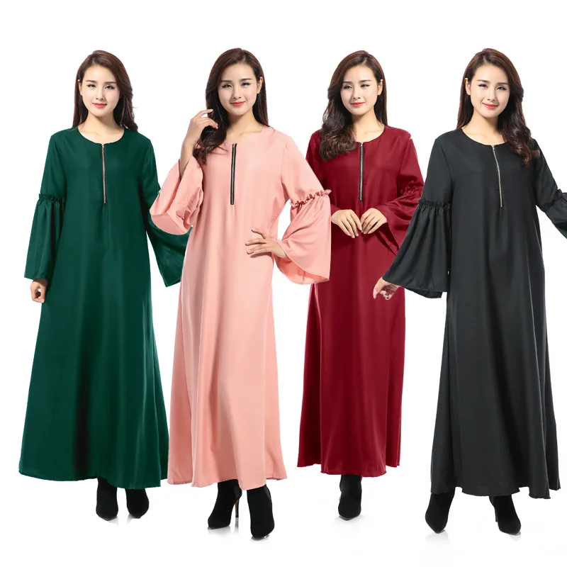 Фото fashion abaya muslim girl long dress turkish women clothing burqa dubai arab djellaba zipper 4 colors | Тематическая одежда и