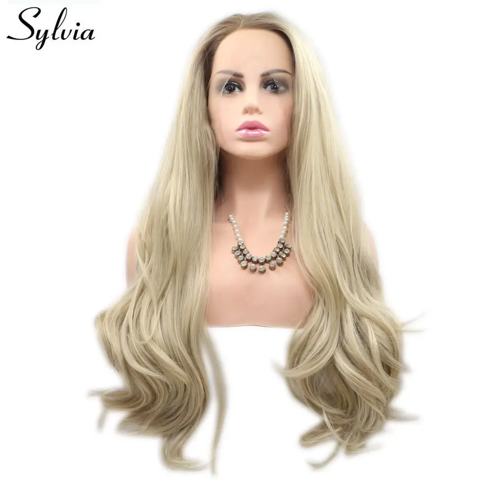 

Sylvia Ombre Brown Blonde Synthetic Lace Front Wig Women Body Wave Hair Heat Resistant Cosplay Wigs Hand Tied Natural Hairline