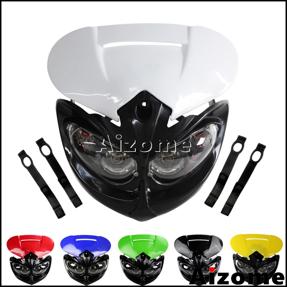 Universal Motorcycle Headlight Fairing Dirt Bike Motocross Head Lamp High /Low Beam Dual Sport Supermoto Headlight Head Light
Universal Motorcycle Headlight Fairing Dirt Bike Motocross Head Lamp High /Low Beam Dual Sport Supermoto Headlight Head Light