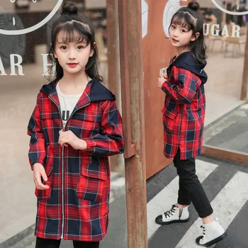 Girls Coats 4-14 Y Long Sleeve Hooded Fashion Mid-Long Zipper Coat Spring Autumn Plaid Pattern Windbreaker Outdoor Girls Jackets
Girls Coats 4-14 Y Long Sleeve Hooded Fashion Mid-Long Zipper Coat Spring Autumn Plaid Pattern Windbreaker Outdoor Girls Jackets