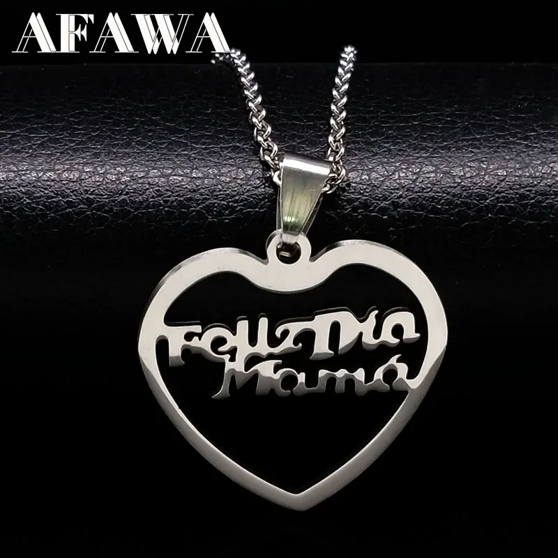 2019 Fashion Spain Mama Letter Stainless Steel Necklace Women Jewelry Silver Color Heart Necklace Jewelry collares mujer N3208
2019 Fashion Spain Mama Letter Stainless Steel Necklace Women Jewelry Silver Color Heart Necklace Jewelry collares mujer N3208