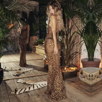 Super Hot Women Sexy Leopard Long Dress Transparent Sleeveless Strapless V Neck Slim Maxi Dresses Ladies Evening Party Clubwear
Super Hot Women Sexy Leopard Long Dress Transparent Sleeveless Strapless V Neck Slim Maxi Dresses Ladies Evening Party Clubwear