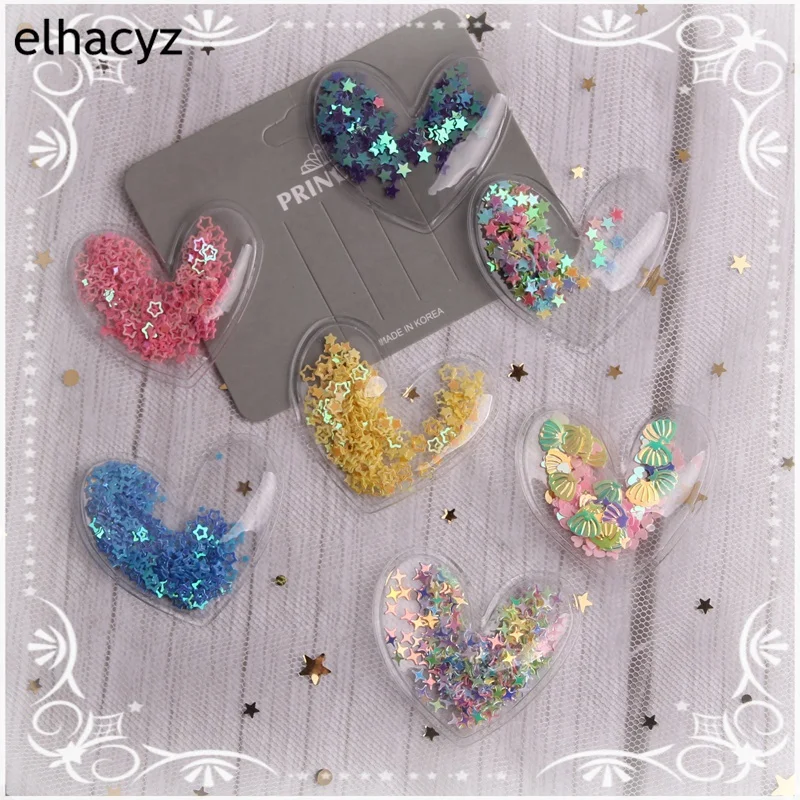 7pcs/lot New 5CM Love Stars Transparent Quicksand Hair Accessories DIY Hair Pins Clip Material DIY Craft Supplies
7pcs/lot New 5CM Love Stars Transparent Quicksand Hair Accessories DIY Hair Pins Clip Material DIY Craft Supplies