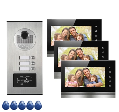 Top Quality Home Security Intercom System Doorbell For 3-apartments w/t 7"Video Door Phone Monitors ID card Unlocking
Top Quality Home Security Intercom System Doorbell For 3-apartments w/t 7"Video Door Phone Monitors ID card Unlocking