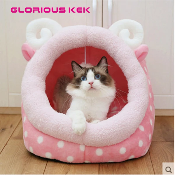 Image Dog Beds for Small Dogs Cute Cat Bed Washable Pink Animal Shape Puppy House Winter Warm Fleece Kennel for Pet Cats Dog Chihuahua