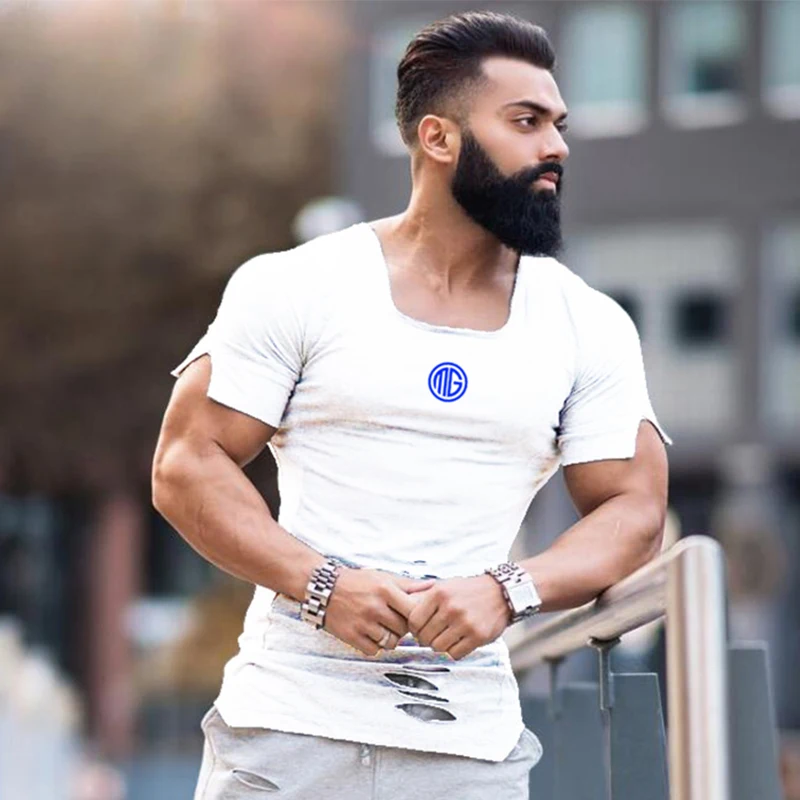 Muscleguys Brand Clothing Fashion T-shirts Men Ripped Hole Short Sleeve Tee Shirts Casual Hip Hop Fitness Tshirt Summer
Muscleguys Brand Clothing Fashion T-shirts Men Ripped Hole Short Sleeve Tee Shirts Casual Hip Hop Fitness Tshirt Summer