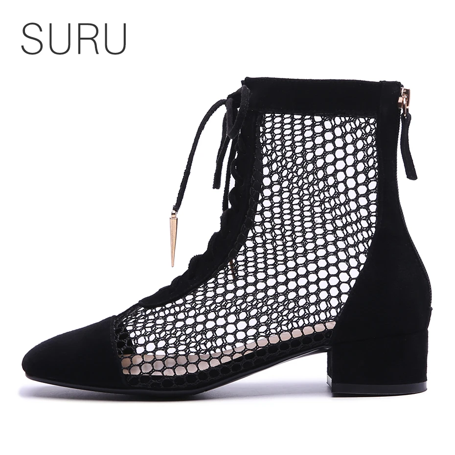 SURU Med Heels Mesh Ankle Boots Women Leahter Cross-tied Summer Boots for 2018 Summer
SURU Med Heels Mesh Ankle Boots Women Leahter Cross-tied Summer Boots for 2018 Summer