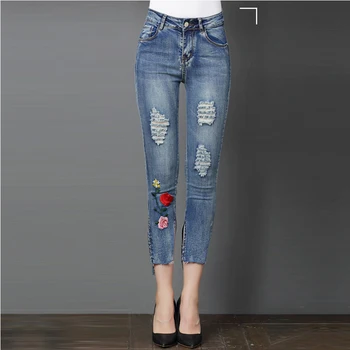Ripped Jeans Pants Women Denim Blue Jeans Trousers Embroidery Mid Waist Pencil Pants Capris Jeans Leggings Pants Plus size
Ripped Jeans Pants Women Denim Blue Jeans Trousers Embroidery Mid Waist Pencil Pants Capris Jeans Leggings Pants Plus size