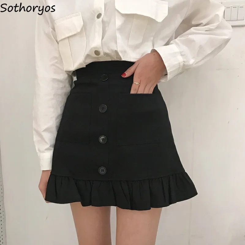 Skirts Women Black Slim Skirt A-Line Female High Waist Summer Womens Pockets Single Breasted Simple Elegant Solid Colour Chic
Skirts Women Black Slim Skirt A-Line Female High Waist Summer Womens Pockets Single Breasted Simple Elegant Solid Colour Chic