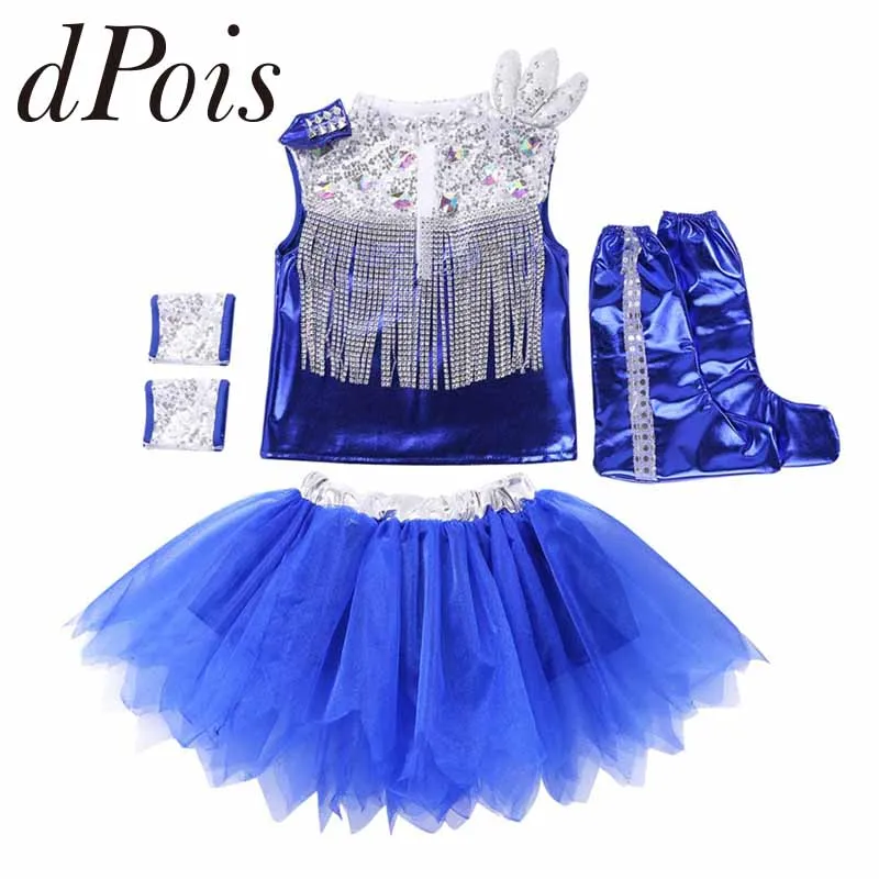 Kids Girls Jazz Costumes Dancing Dress Shiny Sequins Rhinestone Tassels Sleeveless Tops with Mesh Skirt Wrist-Sleeves Socks Set
Kids Girls Jazz Costumes Dancing Dress Shiny Sequins Rhinestone Tassels Sleeveless Tops with Mesh Skirt Wrist-Sleeves Socks Set