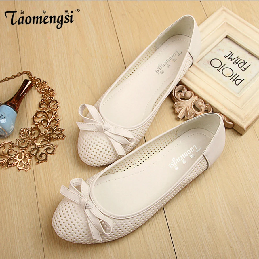 Fashion bow Breathable loafers flat shoes slip on ...