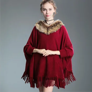 2017 New Winter poncho High grade Knitted poncho Faux fur shawl batwing sleeve Autumn winter shawl ponchos Free shipping
2017 New Winter poncho High grade Knitted poncho Faux fur shawl batwing sleeve Autumn winter shawl ponchos Free shipping