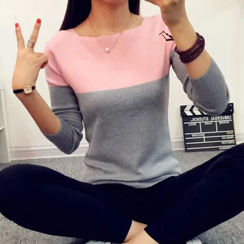 Spring Autumn Casual Sweater Women Jumper High Elastic Long Sleeve Patchwork Knitted Pullovers and Sweaters Female pull femme
Spring Autumn Casual Sweater Women Jumper High Elastic Long Sleeve Patchwork Knitted Pullovers and Sweaters Female pull femme