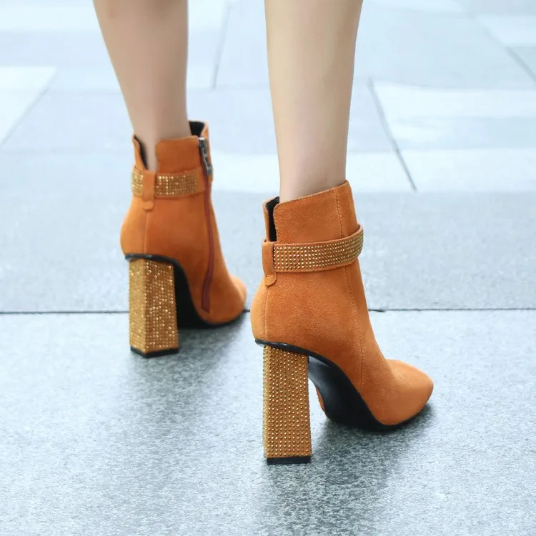 Women Square Toe Ankle Boots Orange Suede Autumn Winter Chunky High Heels Shoes Woman Crystal Ankle Strap Bota Feminino Stiletto
Women Square Toe Ankle Boots Orange Suede Autumn Winter Chunky High Heels Shoes Woman Crystal Ankle Strap Bota Feminino Stiletto