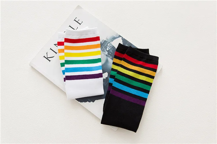 PEONFLY Leg sock sotton color Autumn Winter socks Women Full Cotton rainbow Wind Heap funny hosiery kawaii japan 22