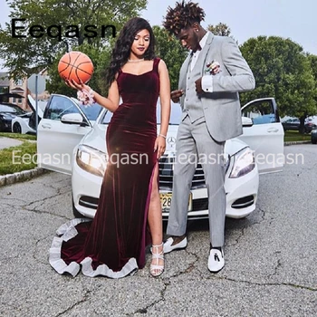 vestidos de gala African Burgundy Mermaid Prom Dresses 2020 Velvet Side Slit Woman Formal Dress Evening Party Plus Size
vestidos de gala African Burgundy Mermaid Prom Dresses 2020 Velvet Side Slit Woman Formal Dress Evening Party Plus Size