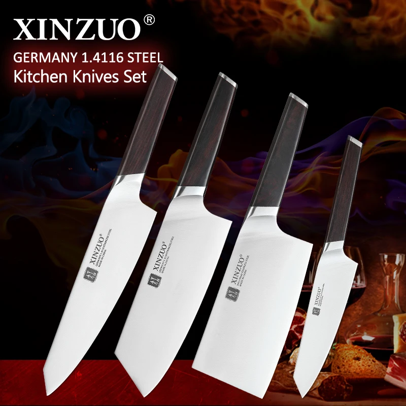 XINZUO 4 шт. пособия по кулинарии кухонные ножи комплект высокоуглеродистой