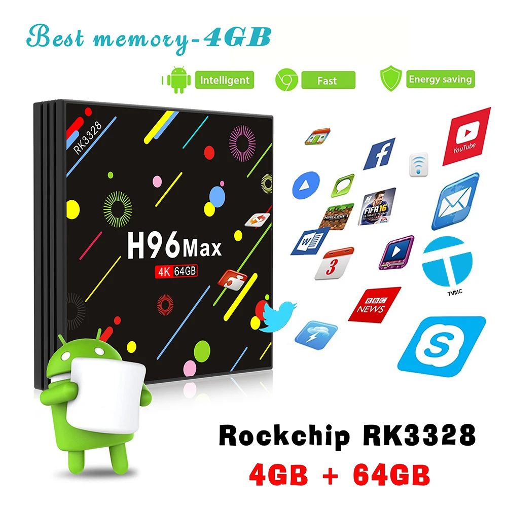 H96 Max H2 4G 64G Android 7.1 TV Box RK3328 Quad Core 4K Smart TV Box 2.4G/5G Dual WiFi Bluetooth 4.0 USB3.0 Media Player Box TV
H96 Max H2 4G 64G Android 7.1 TV Box RK3328 Quad Core 4K Smart TV Box 2.4G/5G Dual WiFi Bluetooth 4.0 USB3.0 Media Player Box TV
