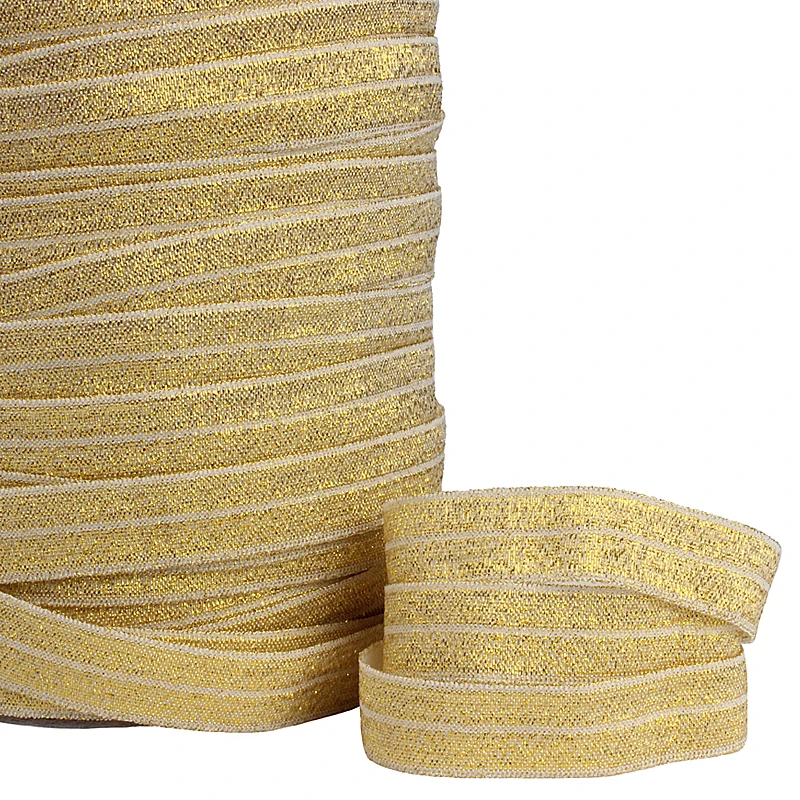 (50 yards/lot) Gold metallic glitter frosted fold over elastic for kids hair bands
(50 yards/lot) Gold metallic glitter frosted fold over elastic for kids hair bands