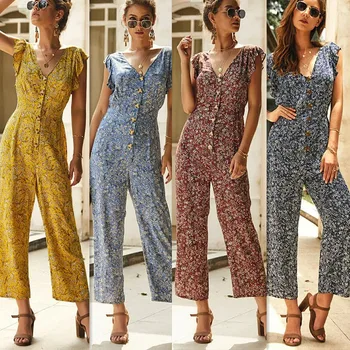 Chiffon Casual Jumpsuit 2020 Female Short Sleeve V Neck Print Ruffles Buttons Rompers Women Jumpsuits Straight Women Overalls
Chiffon Casual Jumpsuit 2020 Female Short Sleeve V Neck Print Ruffles Buttons Rompers Women Jumpsuits Straight Women Overalls