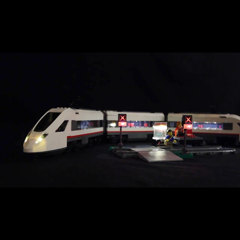 Lego 60051 Led Light Cities High-speed passenger Train Toys Brickkits( light with Battery box)