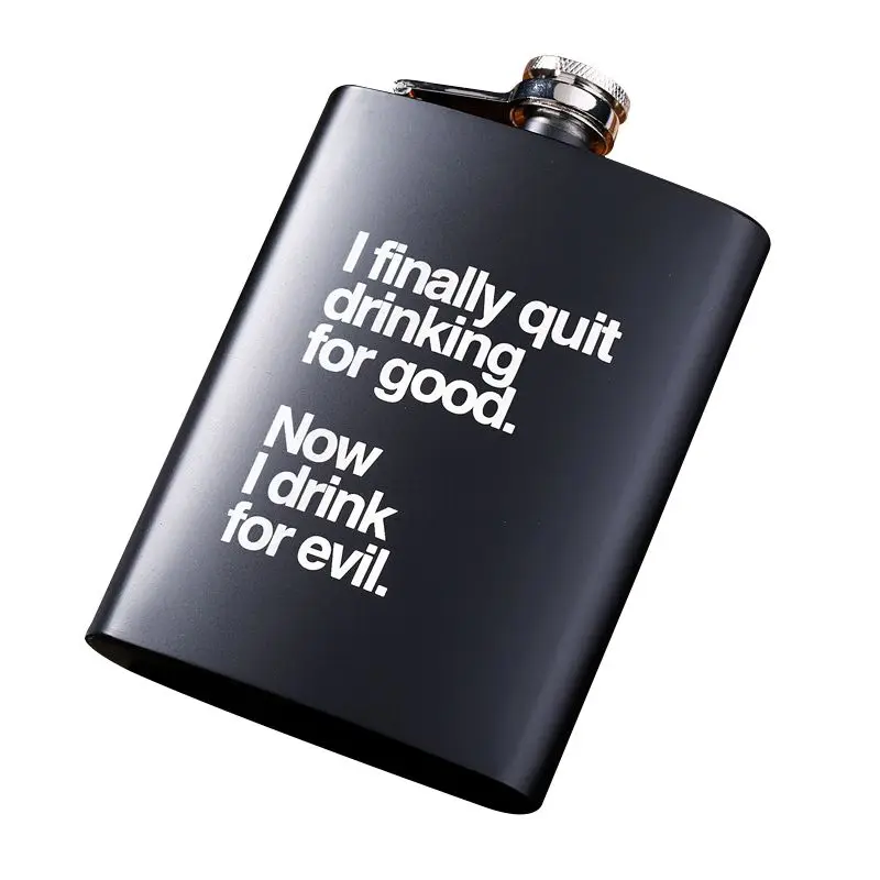 

Steel Hip Flask Alcohol Bottle Personalized Printed Matte Black Paint Coat Stainless Liquor Flask for Whiskey Wine Rum Vodka 8oz