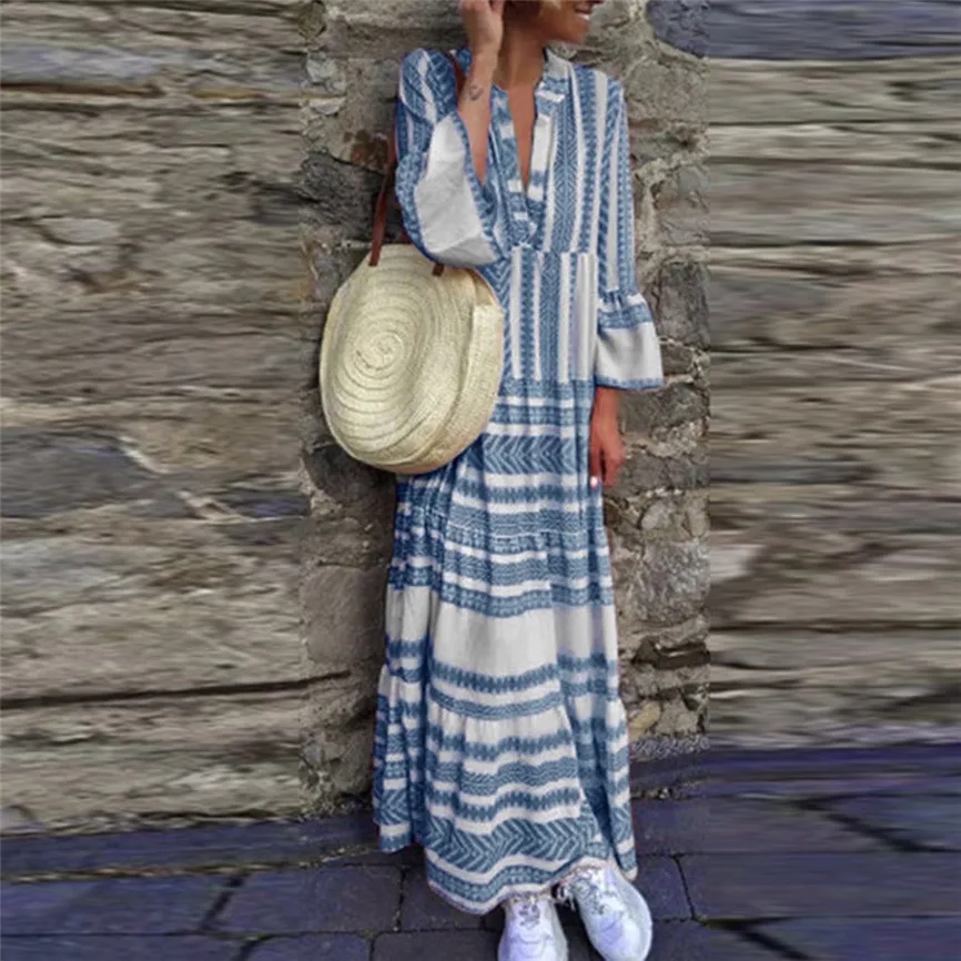 Summer Dress Fashion Sexy Dress Women's Plus Size V-Neck Printed Holiday Long Flare Sleeve Maxi Elegant Party Sundress Vestidos
Summer Dress Fashion Sexy Dress Women's Plus Size V-Neck Printed Holiday Long Flare Sleeve Maxi Elegant Party Sundress Vestidos