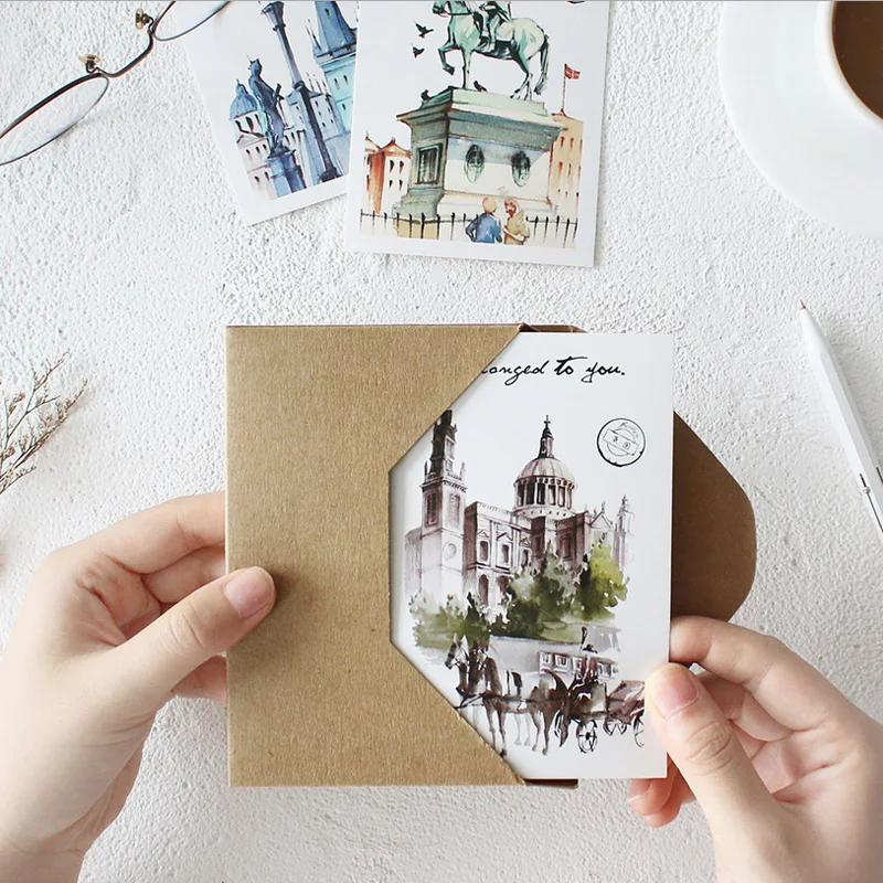 30 pcs/lot Classical European architecture Greeting Card Postcard Birthday Letter Envelope Gift Card Set Message Card
30 pcs/lot Classical European architecture Greeting Card Postcard Birthday Letter Envelope Gift Card Set Message Card