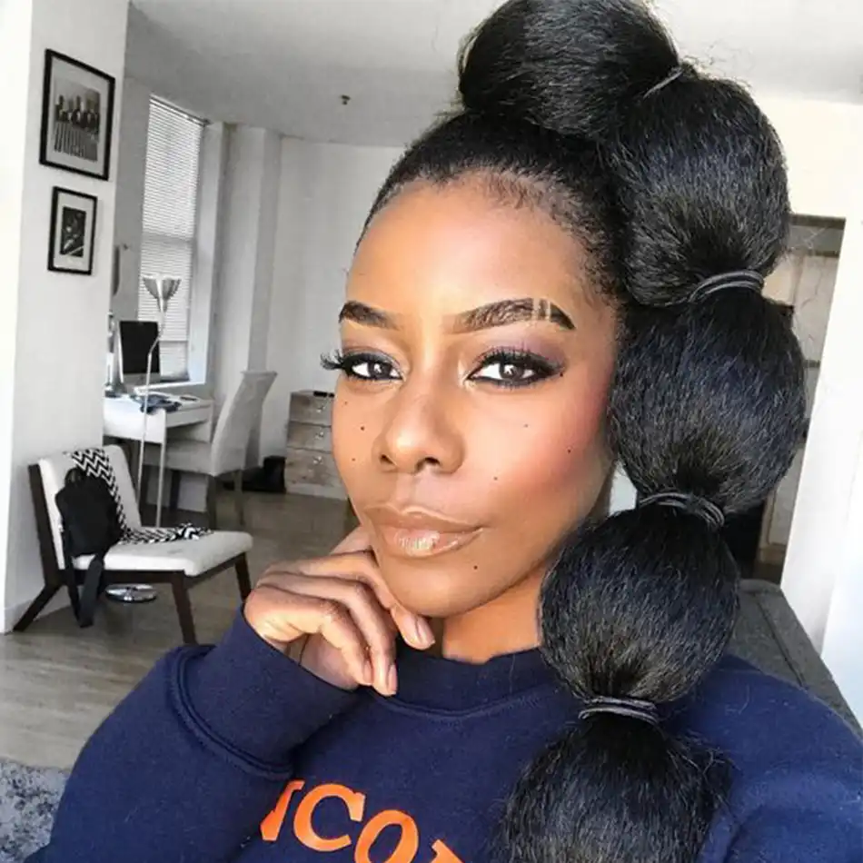 Drawstring Afro Puff Kinky Straight Fake Bubble Ponytail Synthetic
