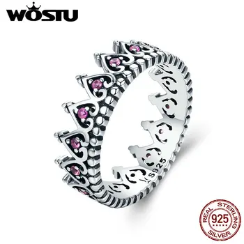 WOSTU 100% 925 Sterling Silver Romantic Stackable Crown Heart Pink CZ Rings for Women Fine Silver Jewelry Anel Gift CQR257
WOSTU 100% 925 Sterling Silver Romantic Stackable Crown Heart Pink CZ Rings for Women Fine Silver Jewelry Anel Gift CQR257