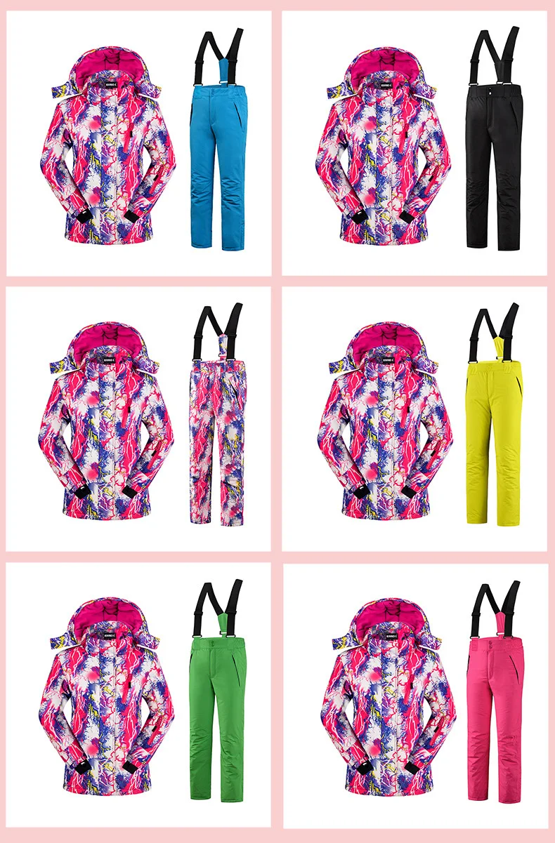 05 Giacca da Sci da Donna Giacca da Giacca in Pile Tuta da Alpinismo Pantalone da Sci Impermeabile Impiallacciatura Antivento Doppio Bordo L