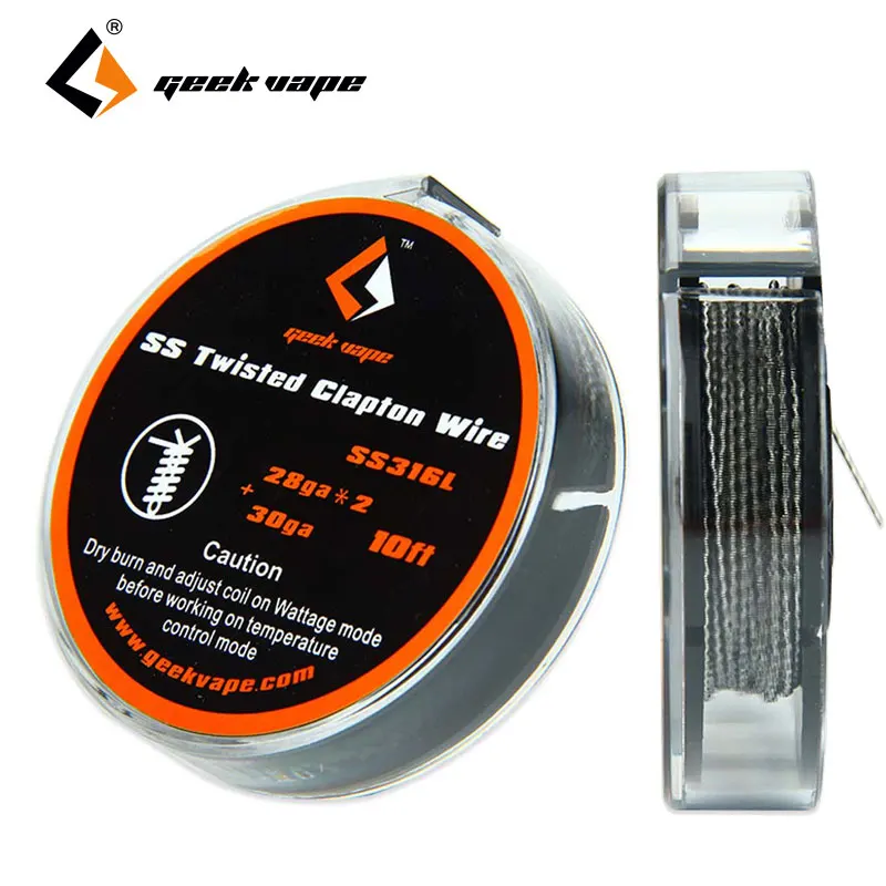 High Quality 10ft GeekVape Twisted Clapton SS316 Tape Wire (28GA*2/Twisted+30GA) vs SS Clapton TC Wire (26GA+30GA) from Geekvape
High Quality 10ft GeekVape Twisted Clapton SS316 Tape Wire (28GA*2/Twisted+30GA) vs SS Clapton TC Wire (26GA+30GA) from Geekvape