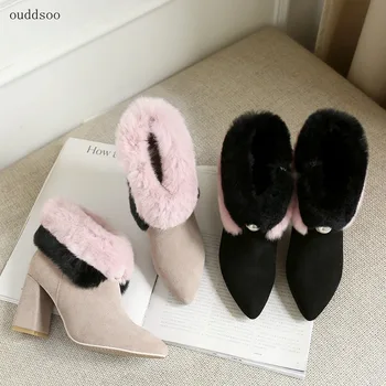 2019 Genuine Leather Contrast Color Pink Beige Super High Heel Ankle Boots For Women 8cm Square Heels Winter Boots Ladies Shoes 
2019 Genuine Leather Contrast Color Pink Beige Super High Heel Ankle Boots For Women 8cm Square Heels Winter Boots Ladies Shoes