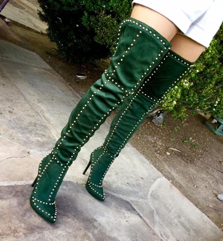New Green Botas Mujer Sexy Women Spikes Studds Over Knee Boots Thigh High Heels Ladies Pointed Toe Stiletto High Heels Shoes
New Green Botas Mujer Sexy Women Spikes Studds Over Knee Boots Thigh High Heels Ladies Pointed Toe Stiletto High Heels Shoes
